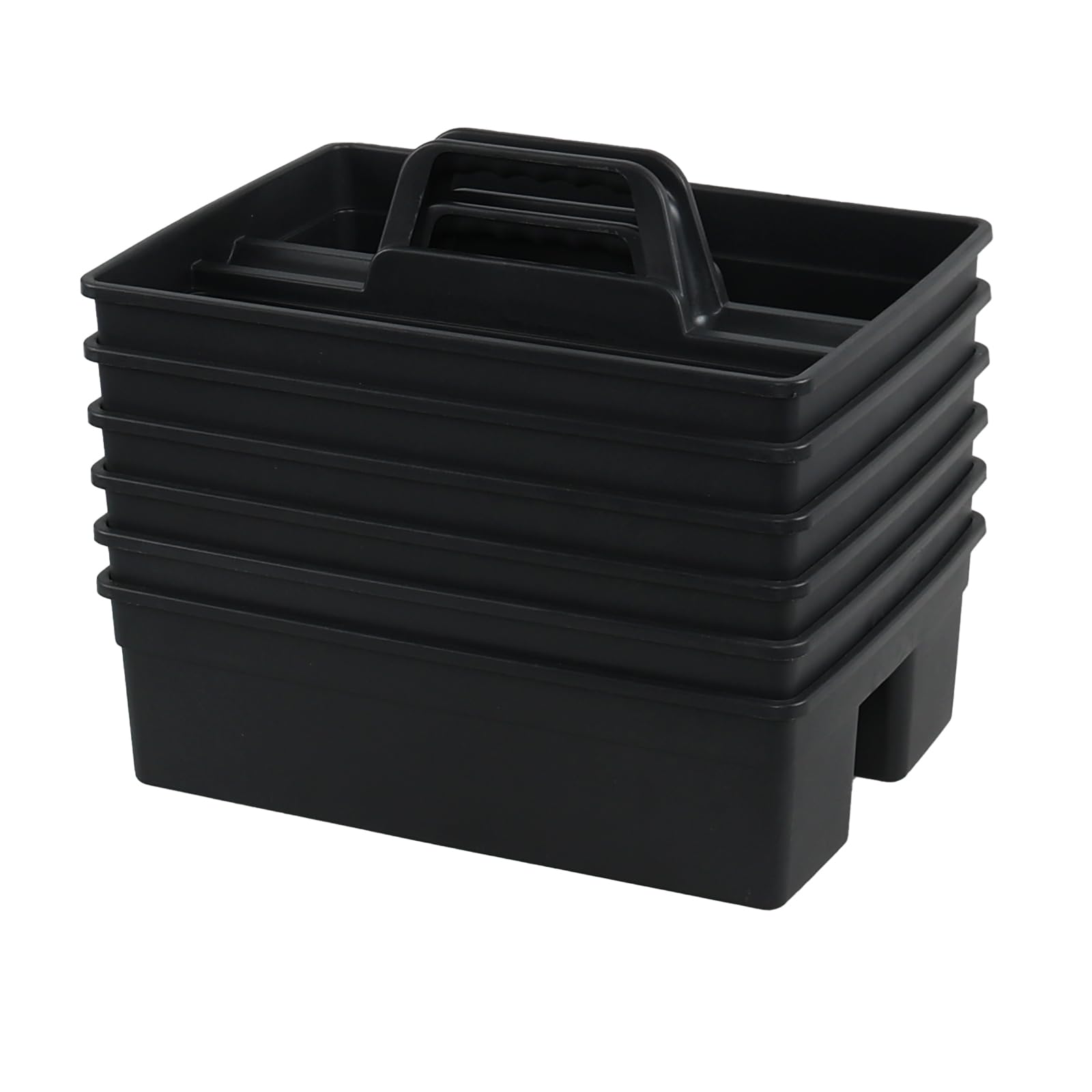 Julyeen 3 Compartment Cleaning Supplies Caddy 6-Pack Plastic Cleaning Caddy with Handle Gray