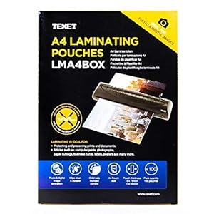 Texet A4 Laminating Pouches (2×75) Microns, Pack of 100, Clear Glossy Quality, Perfect Document & Certificate Protection Using Laminator, Thermal Lamination Film, Waterproof