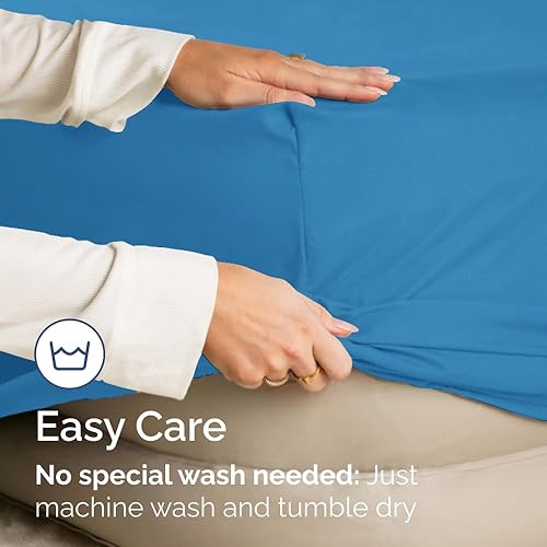 Miniatura 7 de Sábana bajera tamaño California King, suave con esquinas de 8 a 16 pulgadas de profundidad, transpirable y sin arrugas, cuidado fácil, sin