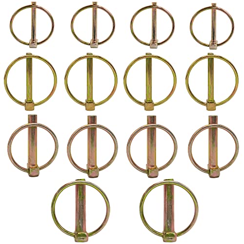 Klappsplinte Sortiment M4,5/M6/M8/M10 Runde Klappstecker 14 Stück, Splinte Heavy Duty Lynch für Bauernhof Anhänger Traktoren Lastwagen Rasenmäher Cover