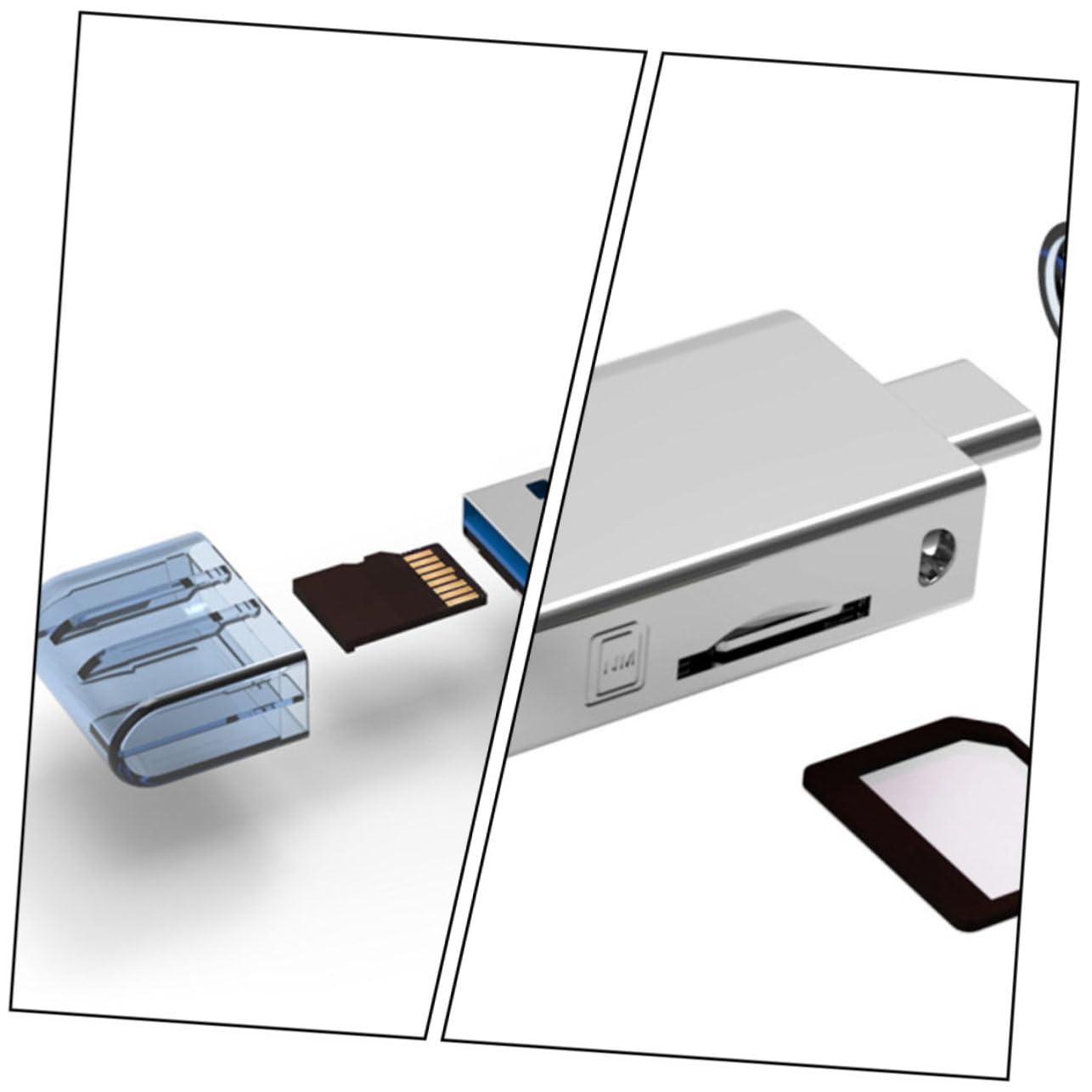 Lettore Schede USB Type-c 3.0 in Lega di Zinco per Backup
