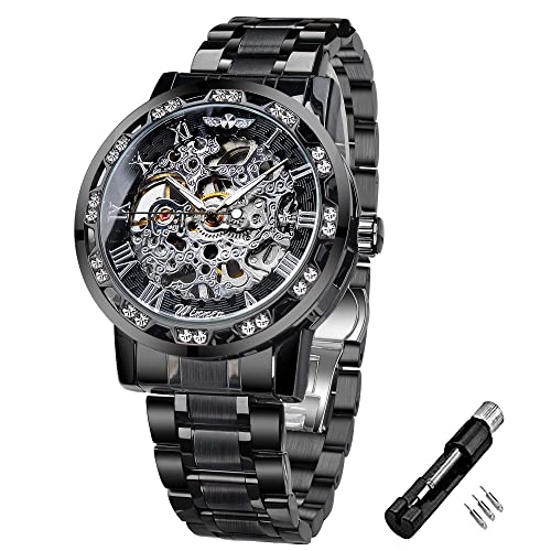FORSINING Retro Steampunk Skeleton Automatic Diamond Royal Carving Men's Watches Elegant Mechanical Wrist Watch Neutral Clock