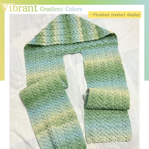 Image of Katech Yarn for Crocheting-Gradient Cake Yarn-4x100g 60% Cotton 30% Acrylic 10% Wool-Ombre Multicolor Soft Rainbow Cotton Crochet Yarn for Scarves, Shawls, Blankets, and Garments(F)
