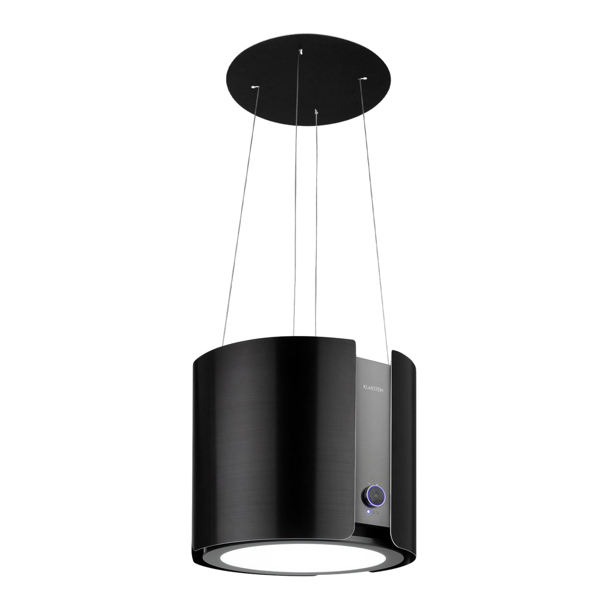 Klarstein Skyfall Smart - Cappa a Isola, Controllo Manuale o per App, 45 x 42 cm (ØxL), Sospesa, Ricircolo/Scarico, 3 Livelli, 402 m³/h, 200 W, Luce LED, Classe Energetica C, Nero