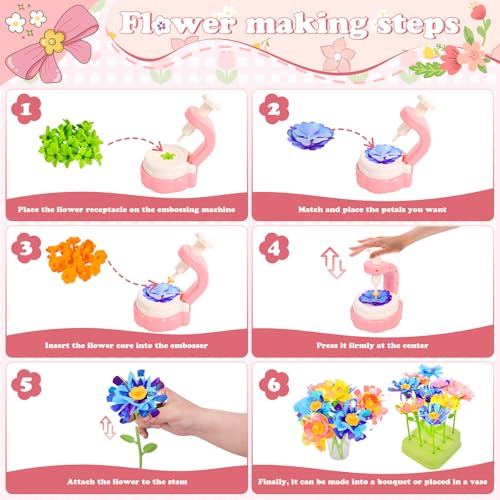 HOLYOWL DIY Flower Bouquets Craft Kits for Kids, Build Your Flower Bouquet Making Kits Educational Activity Toy Birthday Gifts for 4 5 6 7 8 9+ Years Old Toddler Girls & Boys — view 3
