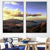 2 Piece Framed Canvas Wall Art Sunset in The Mountains Canvas Prints Home Artwork Decoration for Living Room,Bedroom - 16