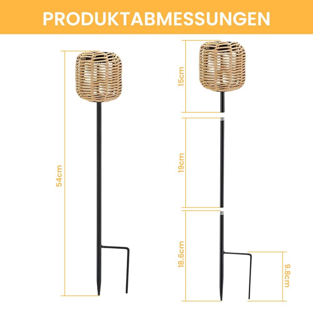 Rattan Solarleuchten für Außen, Solarstecker für Außen Garten, Solarlampen für Au-ßen Garten, Wasserdichtes Solar Gartenstecker, LED Gartenleuchten Solar für Rasen Terrasse Hof Patio Deko