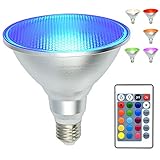 PAR38 Led Floodlight Bulb RGB Color Changing Light Bulb with Remote Control, Kuniwa Spotlight E26 20W Dimmable Light Bulb, IP65 Waterproof Light Screw
