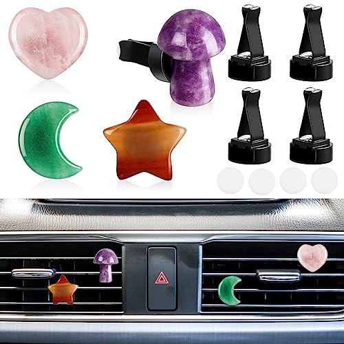 Image of Tallew Heart Crystals Car Vent Clips Car Accessories for Women Quartz Crystals Air Fresheners Vent Clip(Cute Style)