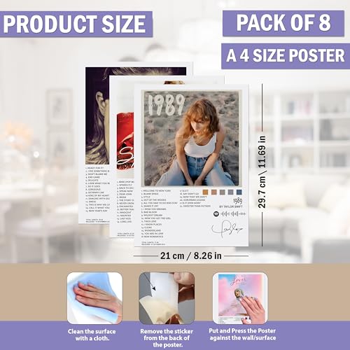 Image of WONDER HUB Wall Posters 8x12 inch (A4 Size) Included Self Adhesive on Back Wall Decor Posters Wall Art For Bedroom, Living room, Office, Dining Room (Taylor2)