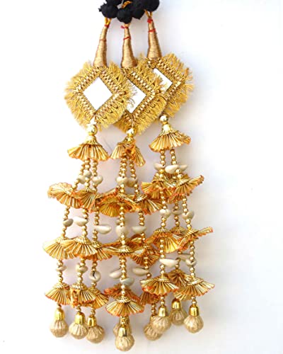 Strala �w�A�G�N�X�e���V���� �����p ���̎q�p / Parandi Use as Braid/Parandi Choti Hair for Women (�u���b�N&�S�[���h�J���[) 1�p�b�N �f�U�C��-16 (�S�[���f��)