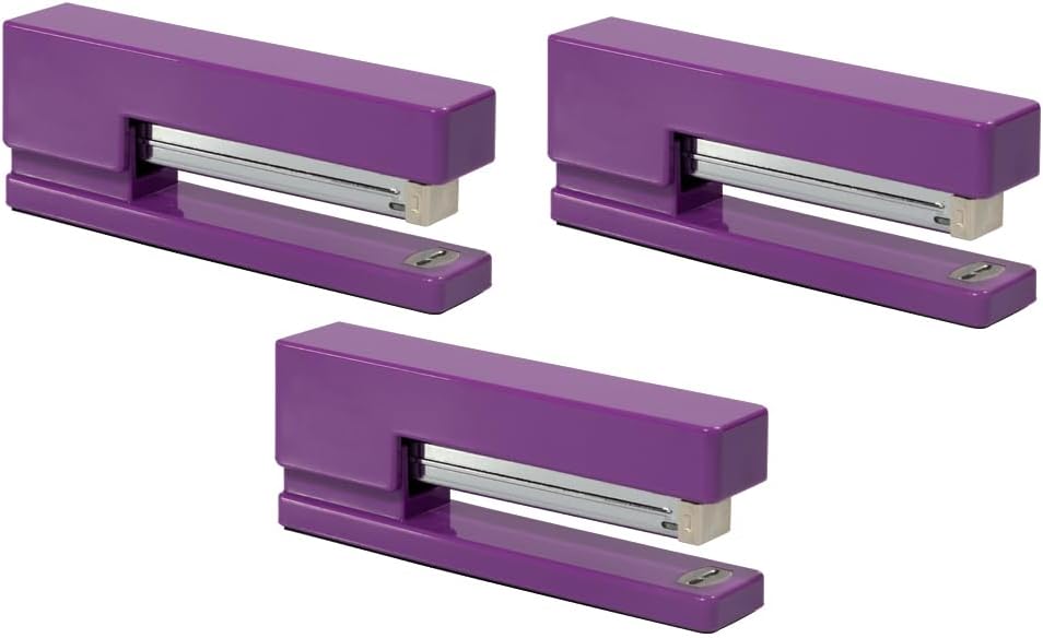 JAM PAPER Modern Desk Stapler - Purple - 3/Pack