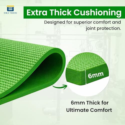 Image of Btag Premium PVC Yoga Mat for Women & Men | Anti-Slip Exercise & Gym Mat for Home Workouts | Lightweight & Durable | 6 mm (Green)