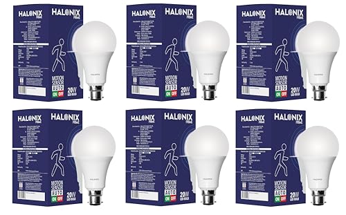 Image of Halonix 20W Motion Sensor Led bulb | Color-6500K White | Auto on- Auto Off light | Motion sensor Led Light | Pack of 6 | Base-B22