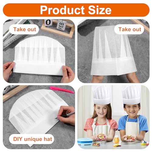 Yolev 20 Stück Einweg Kochmütze Für Kinder, Kochmützen Unisex Koch Mütze,Bäckermütze Koch Kostüm für Backen,Schule,Party,Zuhause und Restaurant