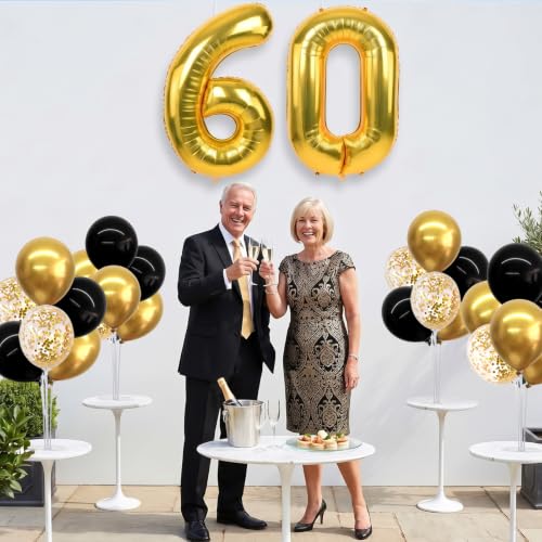 Image of TONIFUL 4 Set Black Gold 60 Balloon Stand Balloon Centerpieces for Table