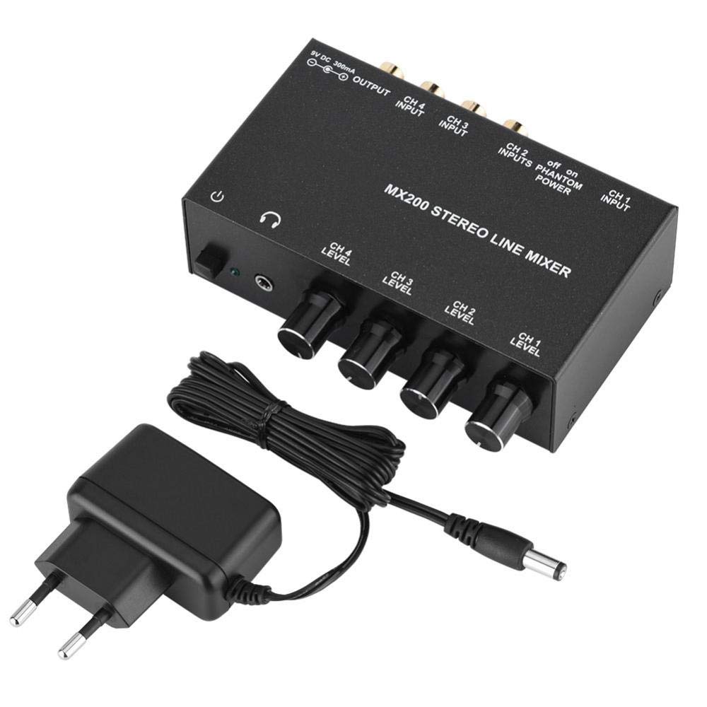 Zerone Mixer Audio Mini Noise Cancelling Karaoke Mixer 3 canali Input e Output Stereo Mini Dj Mixer(EU)