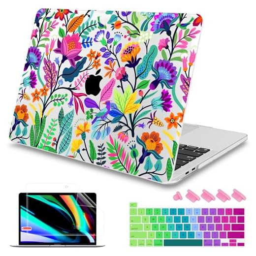 Mektron for MacBook Pro 16 inch Cover A2141 2019 2020 Release with Retina Display & Touch bar & Touch ID, Bright-Coloured Flowers Hard Case Shell Keyboard Cover Screen Protector Dust Plug