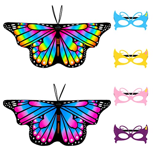 RosewineC Lot de 6 ailes de papillon pour enfants, cape de papillon, châle de papillon, poncho pour filles, Halloween, fête d'anniversaire Cover