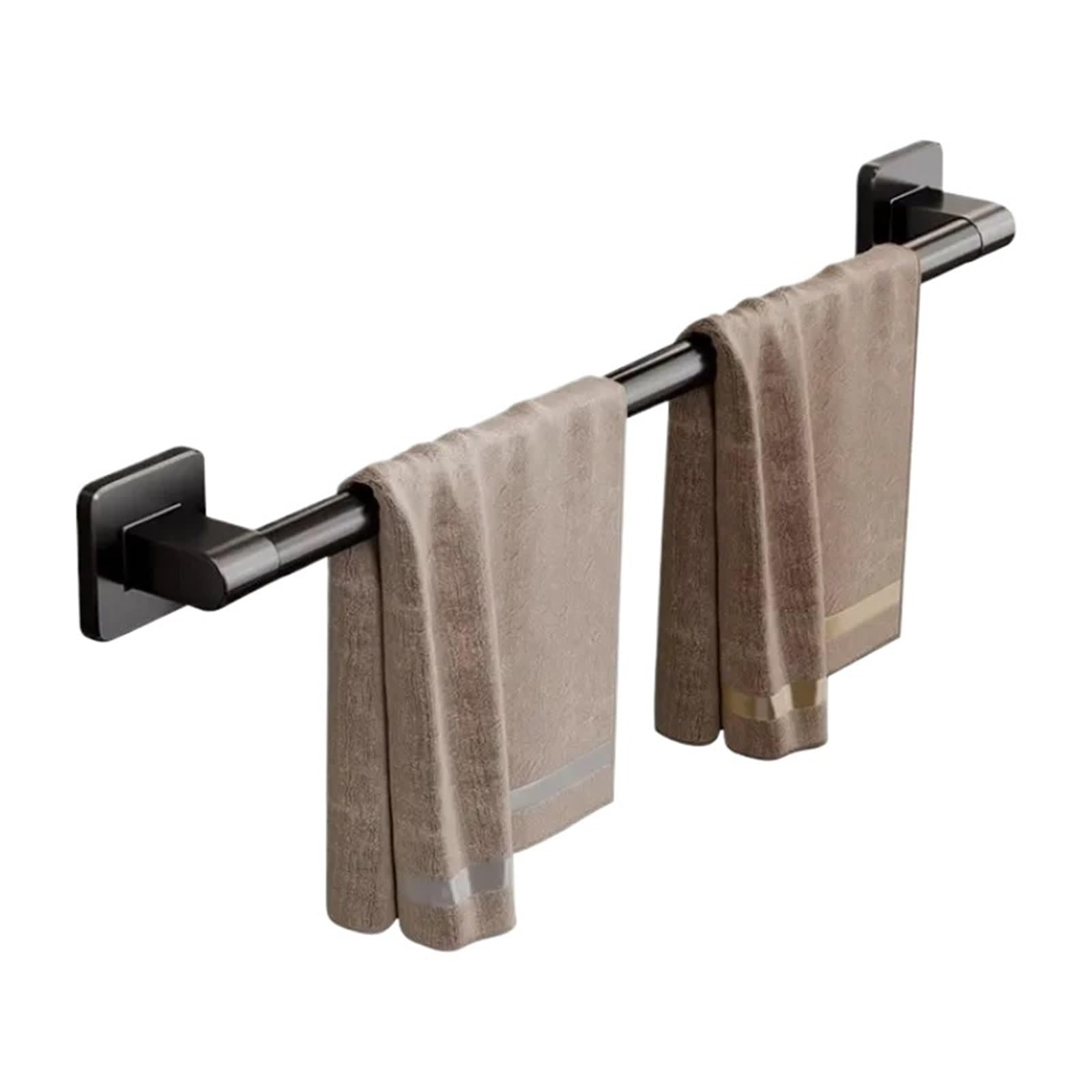 Self-Adhesive Towel Rack Bathroom Holder Without Drilling Black Corner Shelf Bar 50CM Storage Rail for Bathroom(Black 40cm)