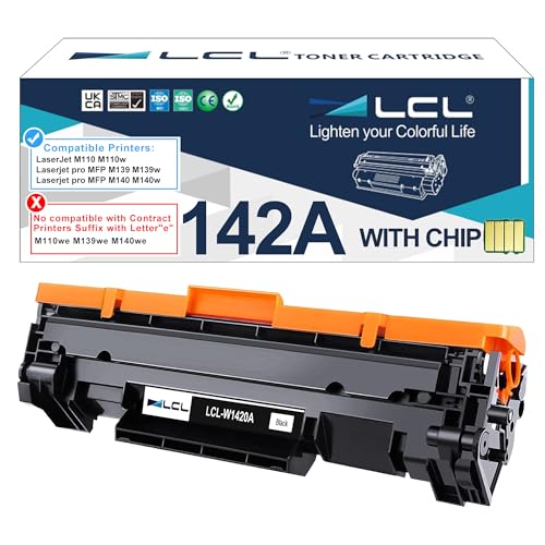 LCL 142A with Chip Toner Cartridge Replacement for HP 142A W1420A 142X W1420X Replacement for HP LaserJet M110 M110w MFP M139 M139w M140 M140w Printer (1 Pack)