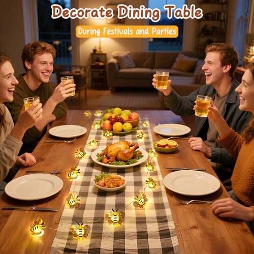 Coquimbo Bee String Lights Room Decor,10ft 30 LED Cute Honeybee Fairy Lights Battery Operated, Birthday Gifts for Women Teen Girls Boys Kids, Bee Decorations for Bedroom Dorm Classroom Wedding