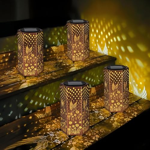 Image of Eandisom Birthday Gifts for Women, 4 Pack Hummingbird Solar Lanterns