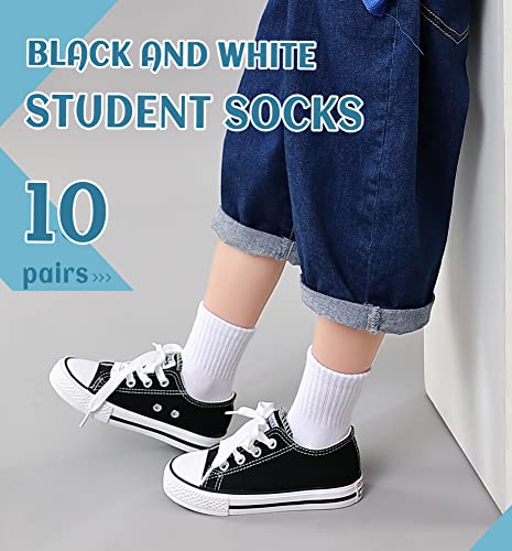 Image of DoSmart Kids Athletic Crew Socks Boys Girls Classics Cotton School Uniform Childs Sports Breathable Casual Socks 10 Pairs