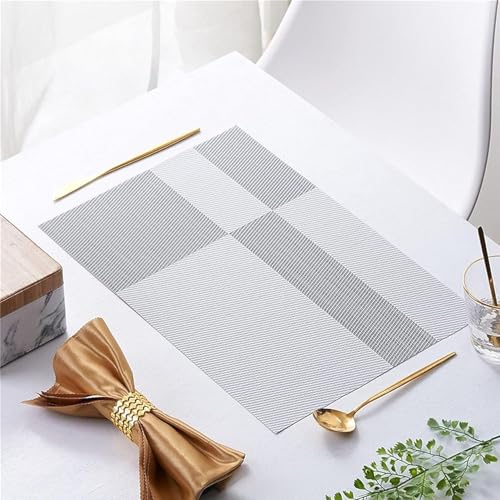 Image of YELONA Placemats for Dining Table - Heat Resistant, Non-Slip & Washable PVC Vinyl Table Mats - Set of 4, 45 x 30 cm (Cloud Grey)