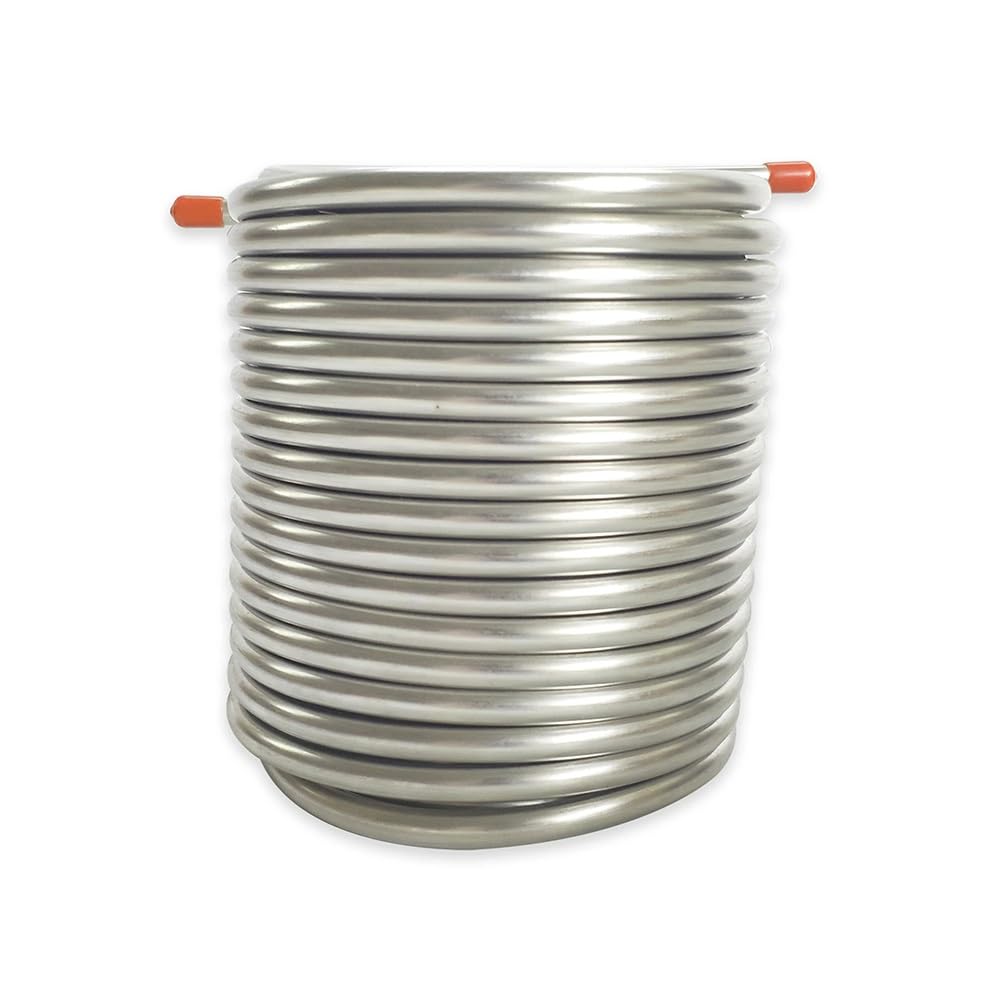 Serpentín de enfriamiento del refrigerador del mosto de la longitud del 14m, acero inoxidable 304 de la categoría alimenticia, serpentín de enfriamiento al aire libre de la cerveza de la incubadora