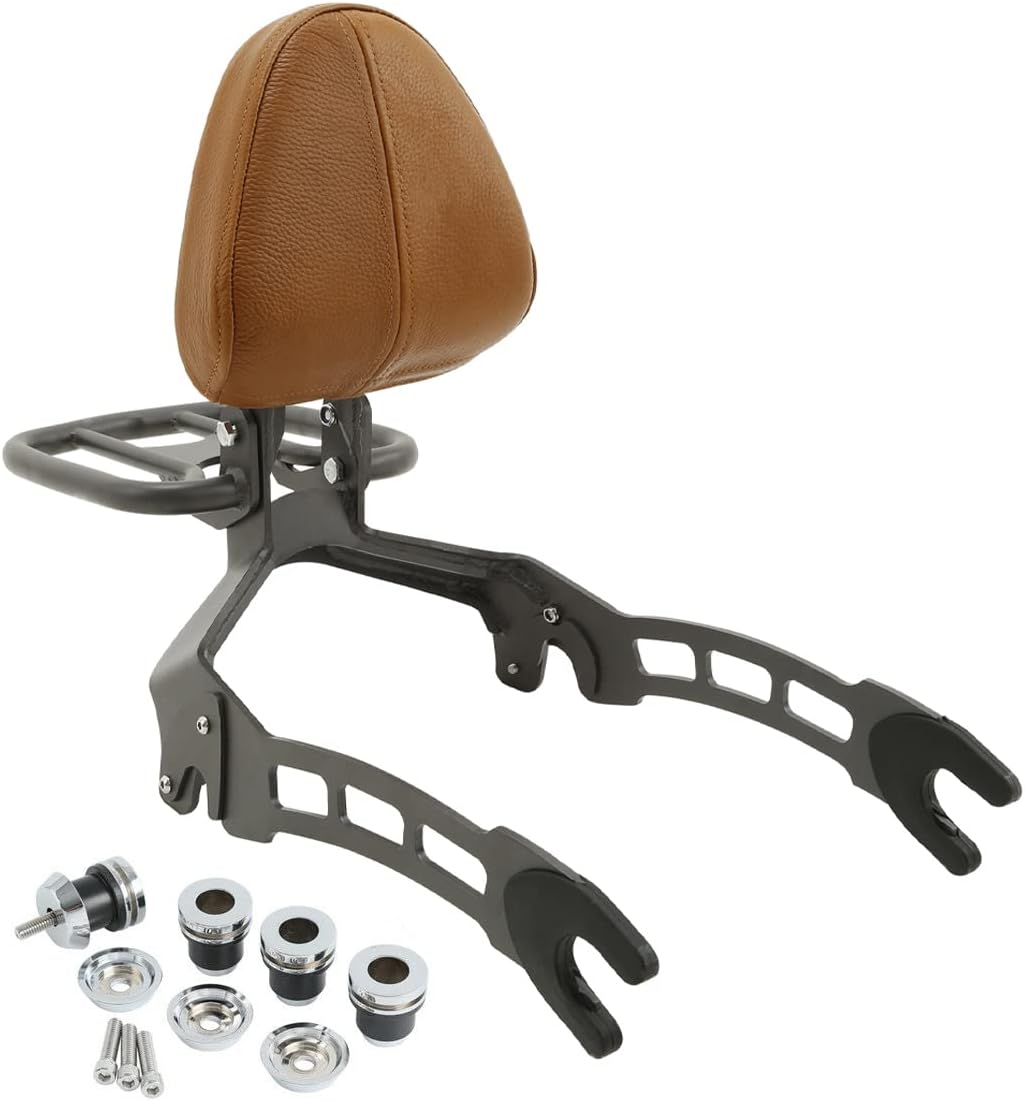 Green-L Detachable Passenger Backrest Sissy Bar Luggage Rack Set + Mouting Spools Kit Fit for Indian Scout Sixty 2016-2024