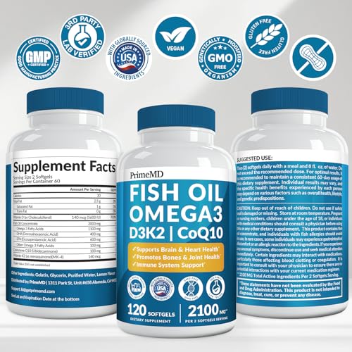 image for PrimeMD 4-in-1 Fish Oil Omega 3 Fatty Supplements (2100mg) - Omega 3 F
