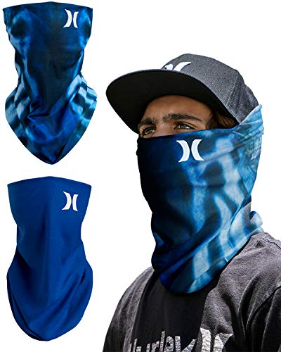 Hurley Men's Multipurpose Neck Gaiter with Moisture Wicking Technology (2 Pack), Size One Size, Blue/Blue'