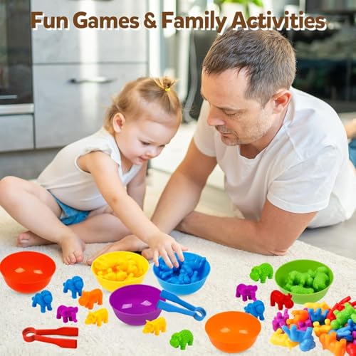 Image of BeFunky Counting Toys Matching Game with Sorting Bowls, Color Classification and Sensory Montessori Educational Learning Toys Set Gift for Toddlers Preschool Aged 3+ Years Old Boys Girls (Zoo)