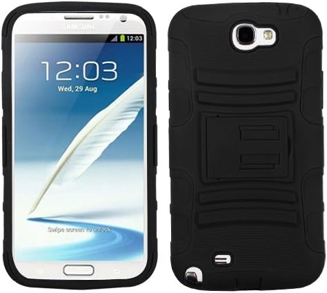 MYBAT ASAMGNIIHPCSAAS001NP Advanced Armor Rugged Durable Hybrid Case with Kickstand for Samsung Galaxy Note II - 1 Pack - Retail Packaging - Black