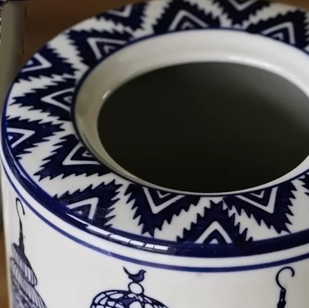 Orientalisches Keramikglas Ingwergläser mit Deckel für Heimdekoration, Jingdezhen, handbemalt, Lotusblau, Weiß, Porzellanvase, Ornament für Geschenk, 91 x 39 cm