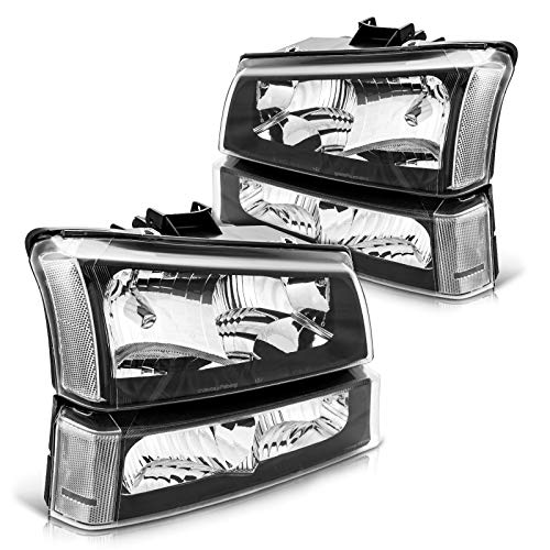 Torchbeam Silverado Headlight from, Replacement Headlight Assembly for 2003-2007 Silverado/Avalanche 1500/2500/3500 Black Housing Clear Reflector Clear Lens Driver and Passenger Side