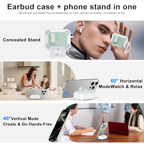 Image of AirPods Pro 3 Case with Safety Lock Phone Stand Magsafe, Mint Green