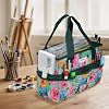 JLDTOP Multi-Purpose Portable Art Supply Organizer Tote Bag – All-in-One Durable Craft Storage Bag with Stand-Up Stable Design for Art, Craft, Sewing & Teacher Supplies (Green Floral) #2