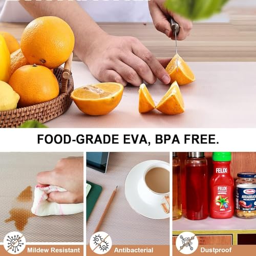 Image of Go Hooked EVA Anti Slip Fridge Mat Roll 45cm x 5m | Waterproof Shelf Liner for Kitchen Cabinet, Drawer, Refrigerator & Wardrobe | Food Grade Washable Cuttable Reusable Place Mat (Transparent)