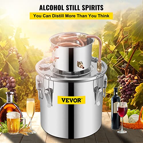 vevor alcohol still 3gal12l alcohol distiller stainless steel distillery kit for alcohol with copper tube home brewing kit build-in thermometer for diy whisky wine brandy