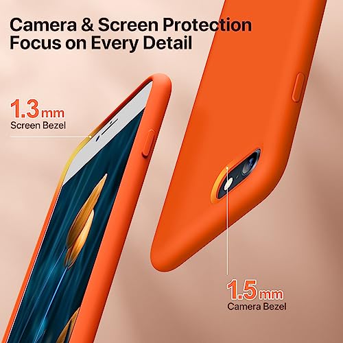 Image of Miracase Ultra Slim Designed for iPhone SE 2022(3rd Gen) /iPhone SE 2020(2nd Gen) /iPhone 7 /iPhone 8 Case with Screen Protector, Multi-Color Silicone Shockproof Phone Case(Orange)