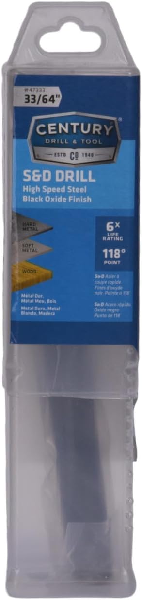 Century Drill & Tool, 47333, 33/64",Silver & Deming,Drill Bits, Durable Construction Tools