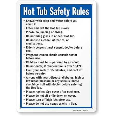 SmartSign-S-4896-Pl "Hot Tub Safety Rules" Sign | 10" x 14" Plastic - Black/Blue on White Cover