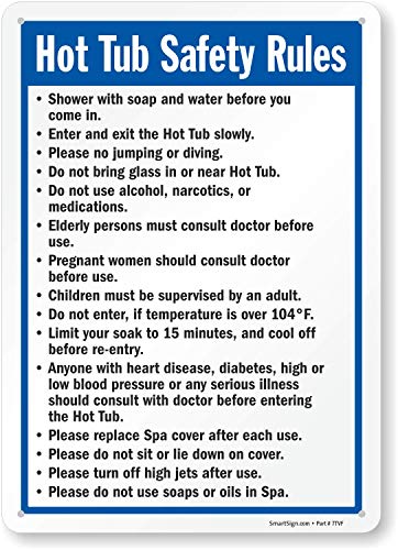 SmartSign "Hot Tub Safety Rules" Sign | 10" x 14" Plastic