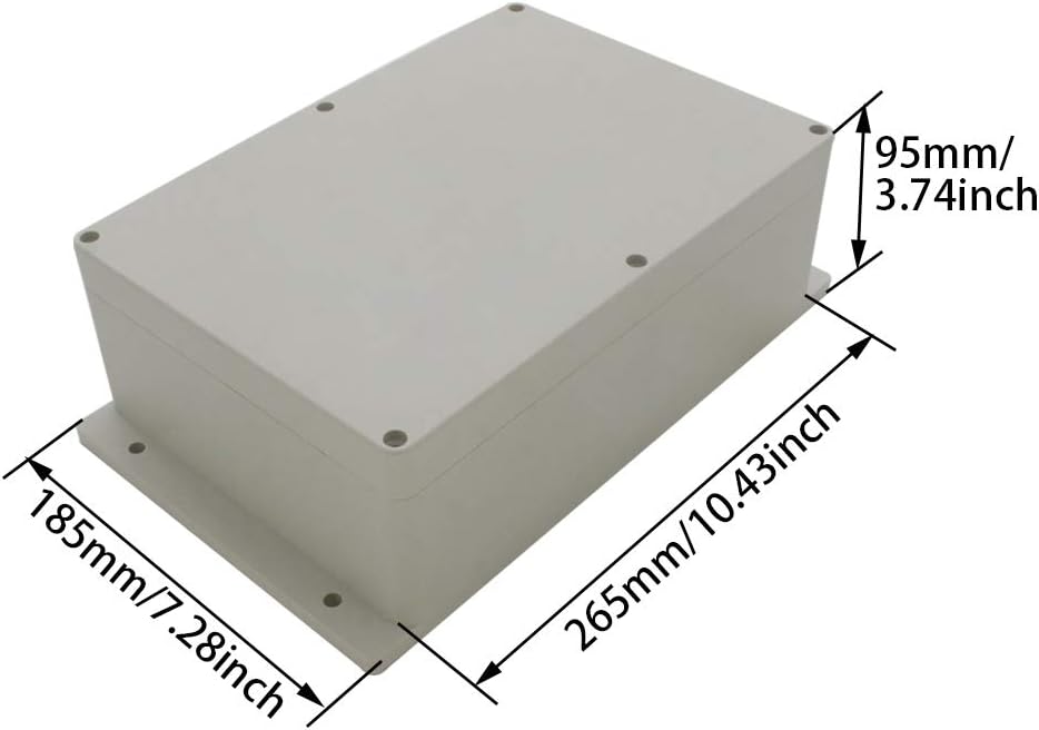Fielect Junction Box, ABS Plastic IP65 Waterproof Electrical Box Case Universal Electrical Project Enclosure with Fixed Ear, 10.43" x 7.28" x 3.74"