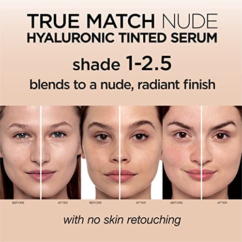 L’oréal Paris True Match Nude Hyaluronic Tinted Serum Foundation With 1% Hyaluronic Acid, Rosy Light 1-2.5, 1 Fl. Oz. #TOP2