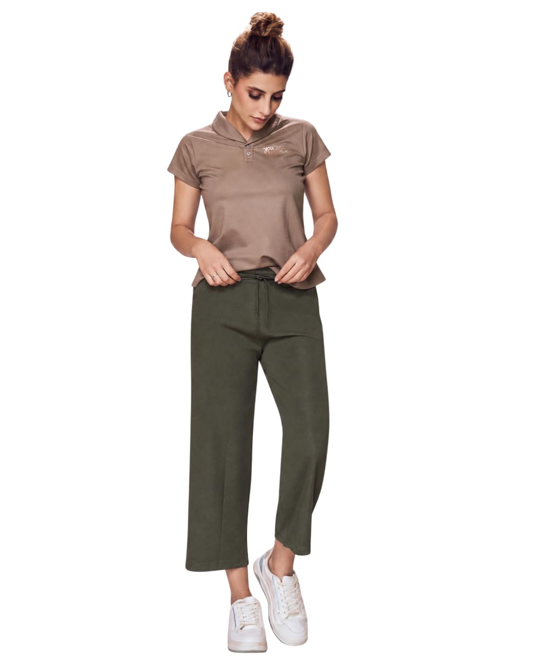 women's cotton capri pants, casual lounge wear with drawstring, 3/4th track pant for women, peach comfortable capri pant