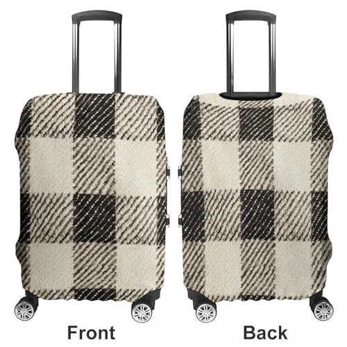 Travel Luggage Cover Suitcase Cover Suitcase Protector Cream Plaid Texture Luggage Covers Washable Baggage Cover Elastic Anti-Scratch Suitcase Case Protector for Adult Personalized Suitcase Covers3