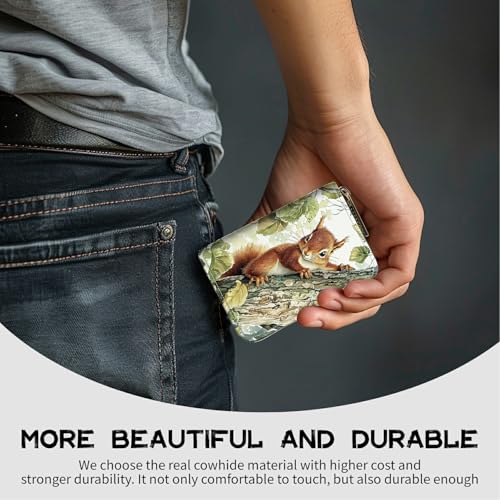 Image of Cute Credit Card Holder with Zipper, Squirrel RFID-Blocking Card Case Small Wallet for Women Men, Multi-slot Card Organizer Case Travel Accordion Wallet